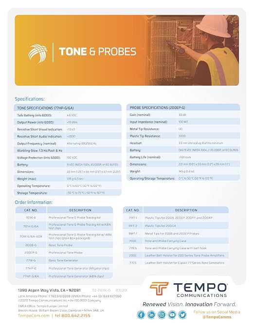 TEMPO Communications 701K-G Wire Tracer Electrical, Tone Generator and Probe Kit - Image 5