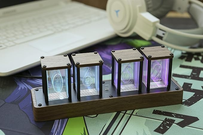 ClocTeck Nixie Tube Clock Walnut Digital Clock, Support Wi-Fi Time SYNC - Image 5