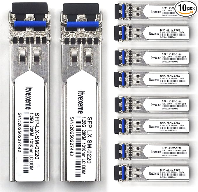 10 Pack 1.25G SFP Network Transceiver Module, 1000Base-LX Single Mode, 1310nm by Unknown