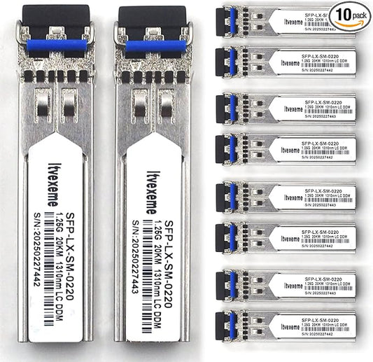 10 Pack 1.25G SFP Network Transceiver Module, 1000Base-LX Single Mode, 1310nm by Unknown