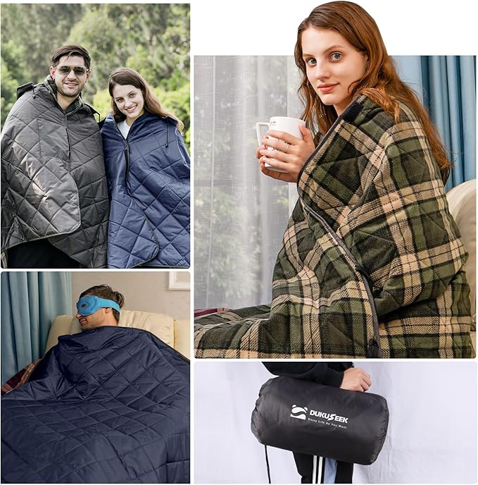 DUKUSEEK Waterproof Stadium Blanket, Hooded Outdoor Blankets Waterproof - Image 2