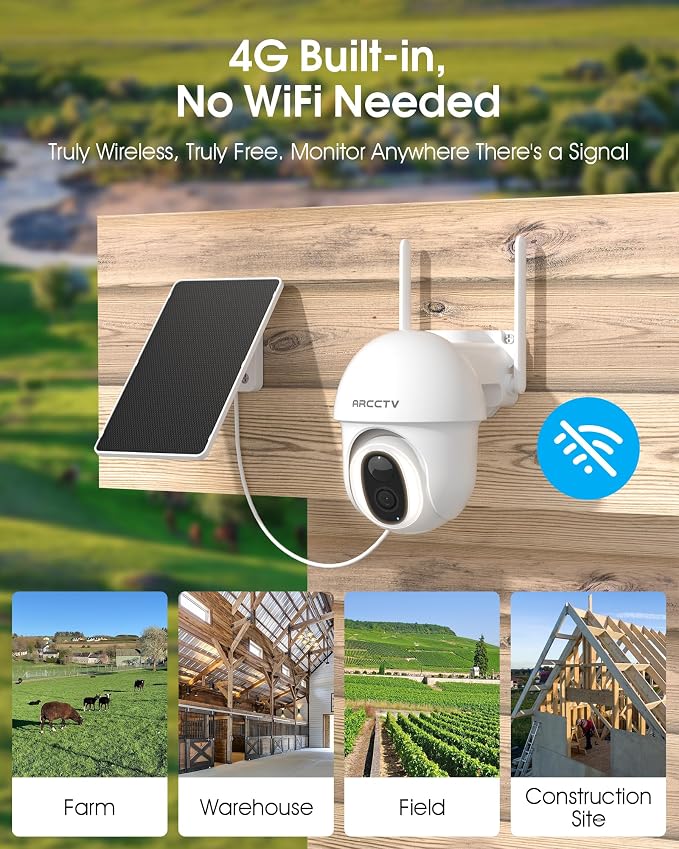 ARCCTV 4G LTE Cellular Security Camera Outdoor, Wireless Solar Powered - Image 3