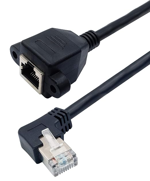 90 Degree Cat 6 Ethernet Cable Left Bend Angle RJ45 Male to Female Shielded - Image 4