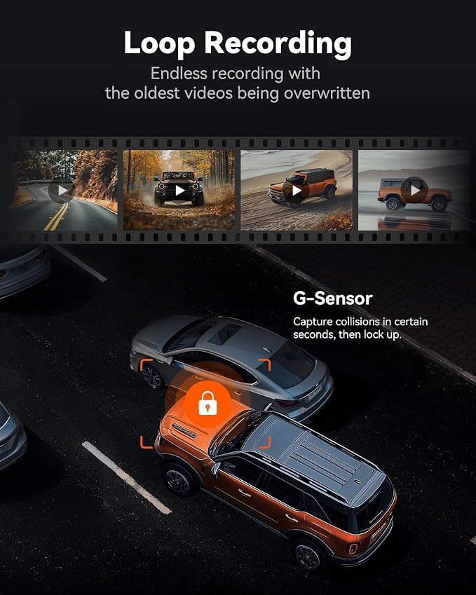 WOLFBOX G840S 12" 4K Mirror Dash Cam Backup Camera, 5.8GHz WiFi Smart Rearview - Image 8