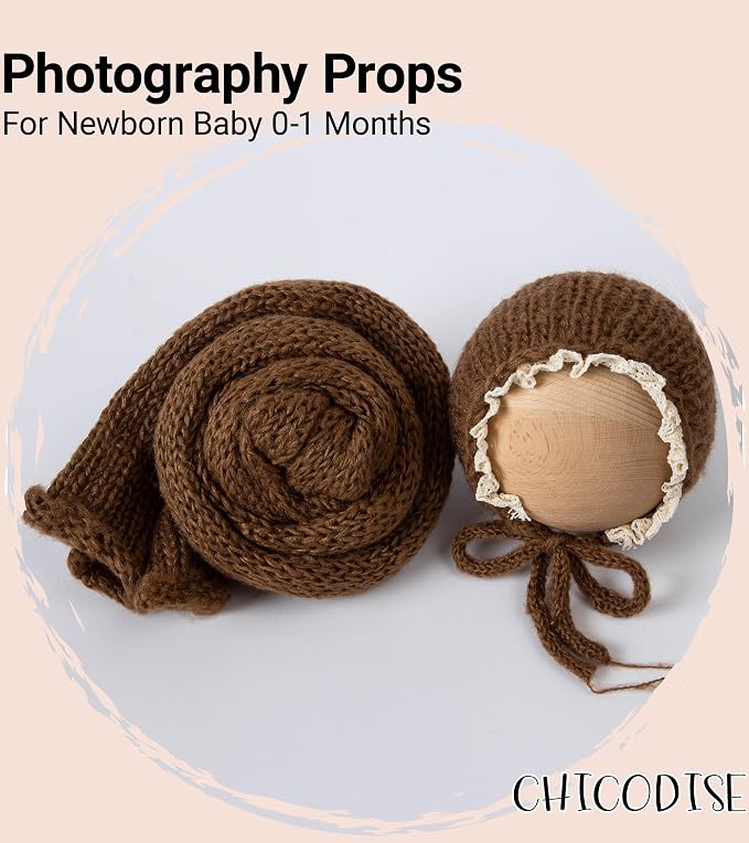 Newborn Photography Props Wraps & Ruffle Edge Bonnet - Image 5