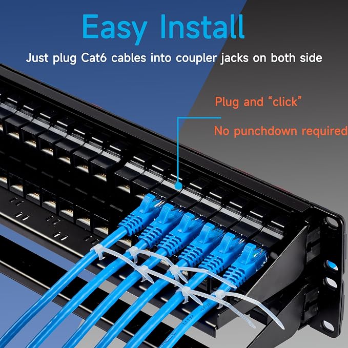 48 Port RJ45 Cat6 Patch Panel, 19 Inch, Easy Install & Repair, Rack Mountable - Image 3