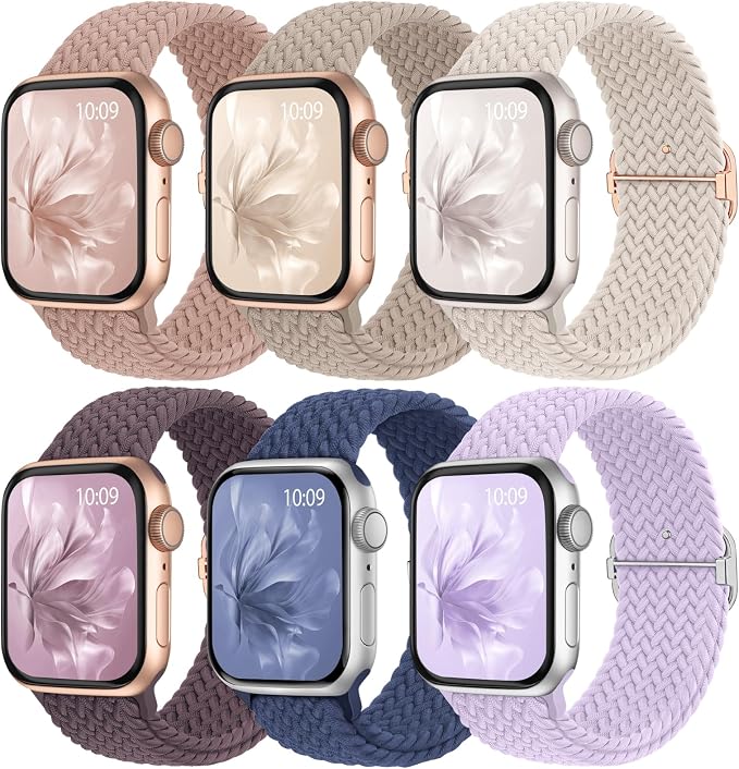 6 Pack Braided Stretchy Bands Compatible by KnossenWatchBand