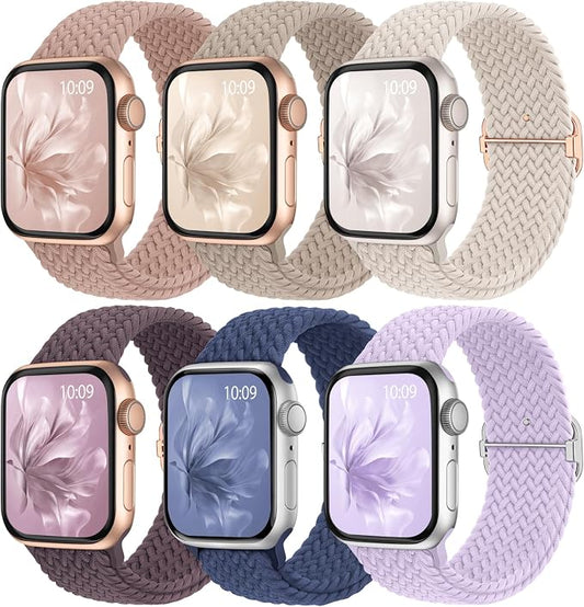 6 Pack Braided Stretchy Bands Compatible by KnossenWatchBand