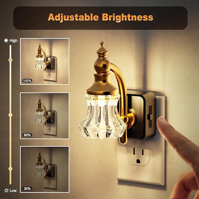 JandCase Night Light, Night Lights Plug into Wall, Glass Flower LED Nightlight - Image 3