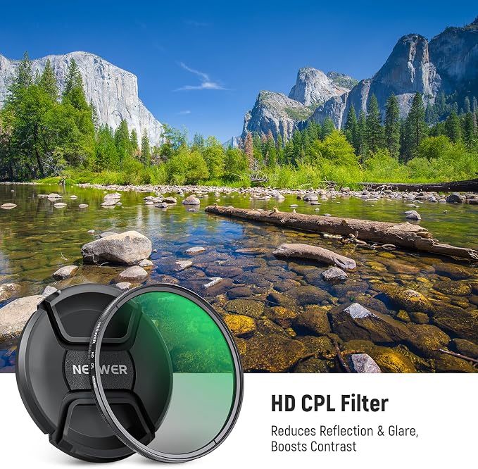NEEWER 49mm CPL Filter with Lens Cap, Ultra Thin Circular Polarizing Filter - Image 2