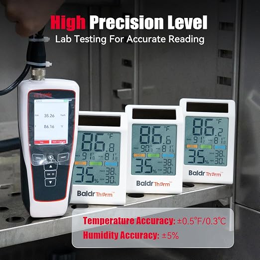 BaldrTherm Room Thermometer Indoor Humidity Meter Solar Powered - Image 3