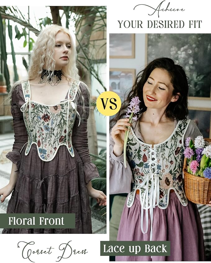 SCARLET DARKNESS Bustier Tops for Women Renaissance Floral Lace Up Bodyshaper - Image 2