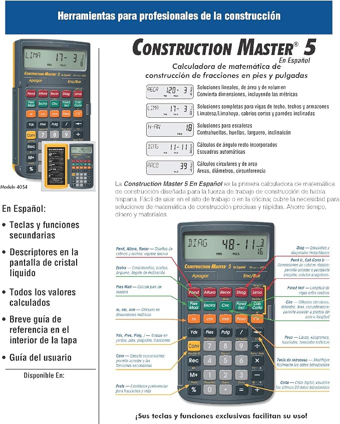 Calculated Industries 4054 Construction Master 5 en Espanol Construction - Image 5
