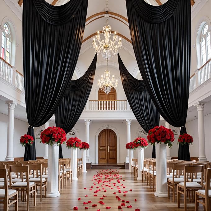 50ft x 15ft Black Backdrop Curtains - Image 4