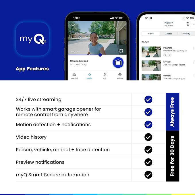 myQ Smart Garage Starter Kit: Garage Door Video Keypad + Rechargeable Battery + - Image 11