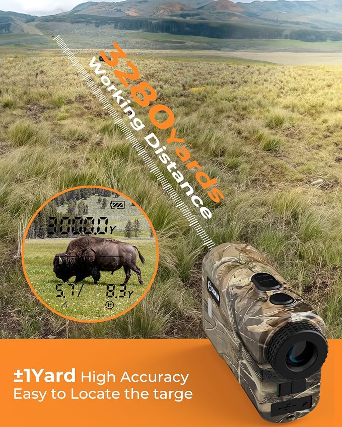 Hunting Range Finder 3280 Yards, CIGMAN Rechargeable Laser Rangefinder 6X - Image 2