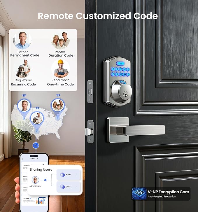 Veise VE012W-L Built-in Wi-Fi Fingerprint Smart Lock - Image 6