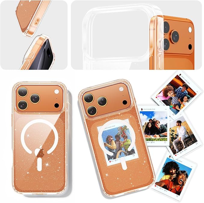 toushion 3 in 1 for iPhone 17 Pro Max Case Clear Glitter, Fits MagSafe - Image 7