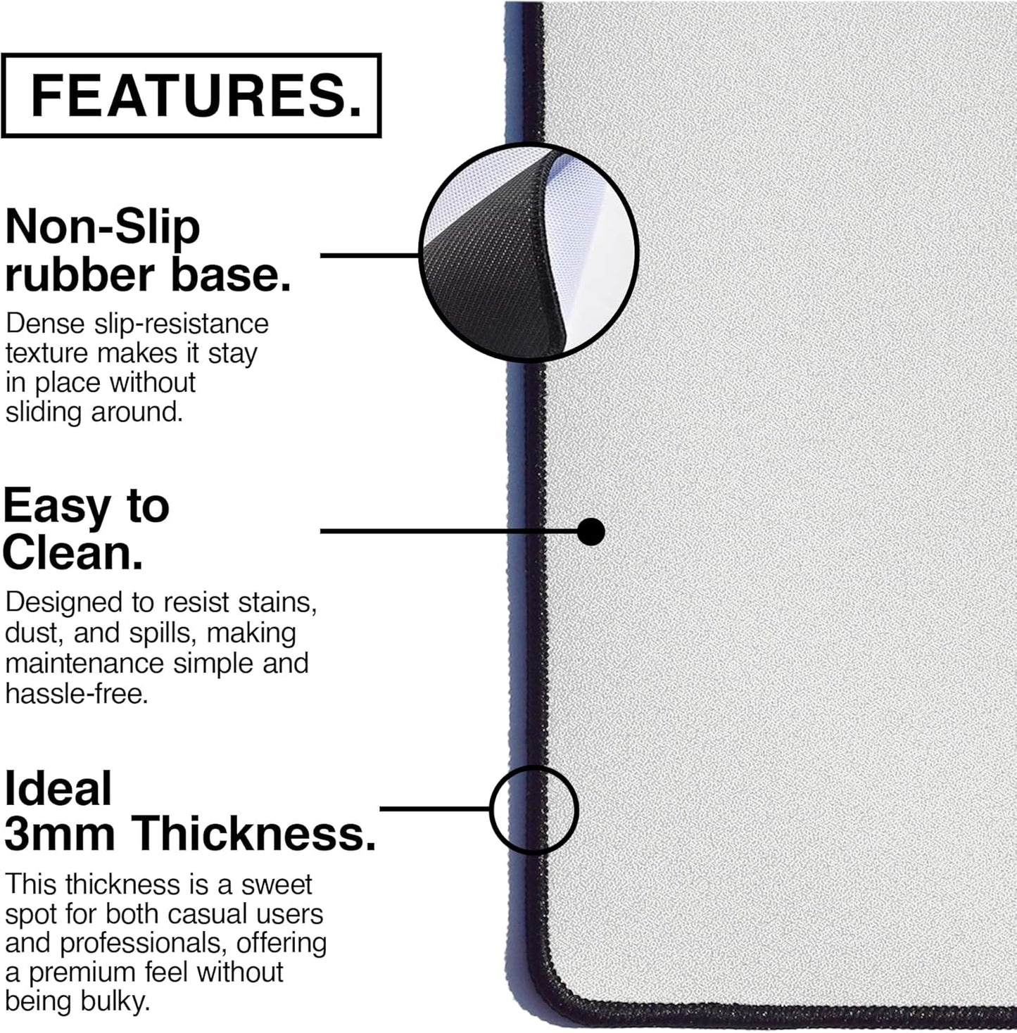 MPCO. Blueprints Large Gaming Desk Pad - 36" x 17" Aeroglyde Fabric Browning 1911 – White Desk Mats - Non-Slip, Washable, Smooth Glide for Precision Gaming & Work