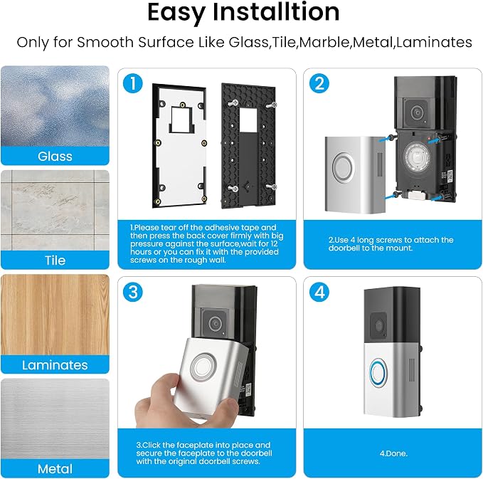 No-Drill Adhesive Doorbell Mount Compatible - Image 6
