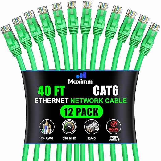 Maximm Cat 6 Ethernet Cable - 40 ft - High-Speed LAN by MaximmCable