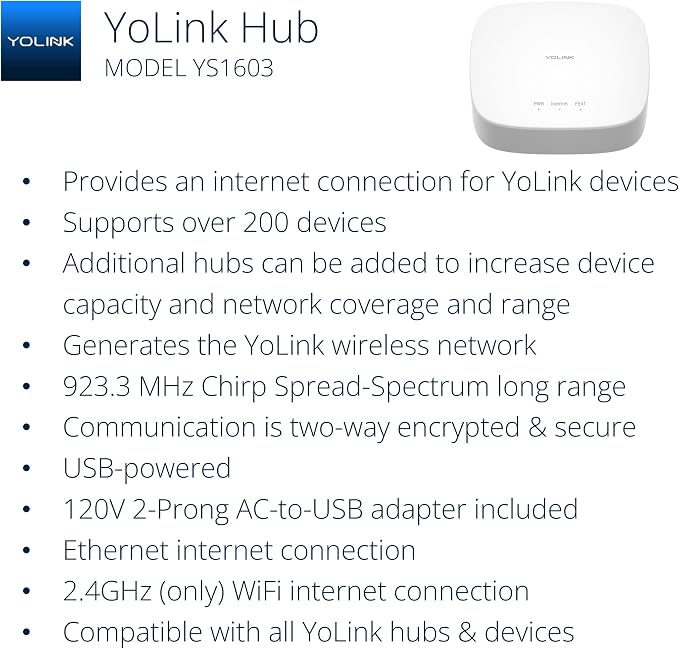 YoLink LoRa Smart Vibration Sensor & Hub Starter Kit: Hub & Smart Shock - Image 2