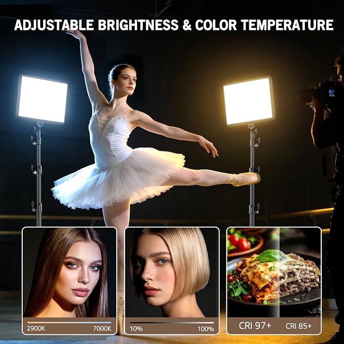 NiceVeedi 2-Pack 25W Photography Lighting, 2900-7000K Dimmable Ring Light - Image 3