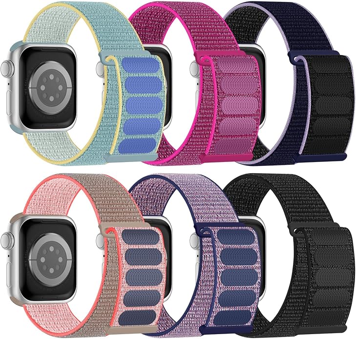 6 Pack Sport Nylon Loop Band Compatible by Honeystraper