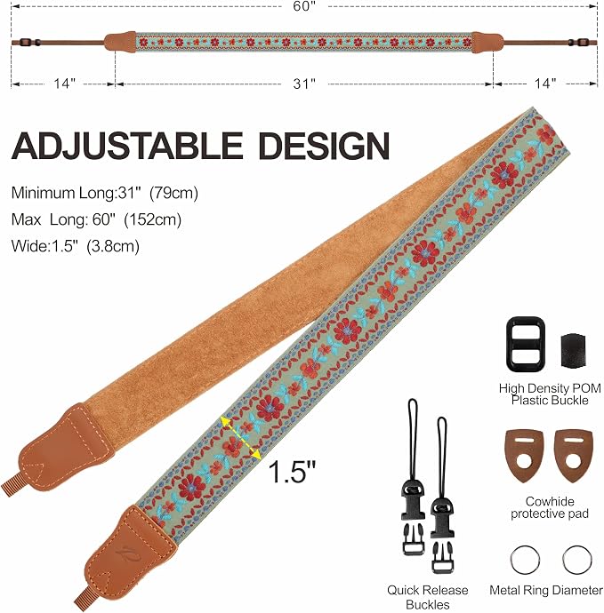 Padwa Lifestyle Embroidered Floral Camera Strap - Image 6