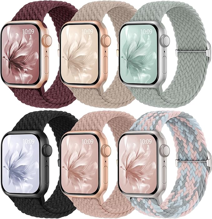 6 Pack Braided Stretchy Bands Compatible by KnossenWatchBand