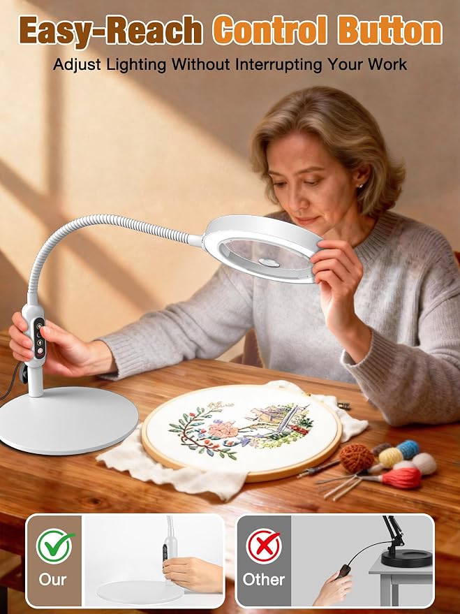 Magnifying Glass with Light and Stand, 5 Color Modes Stepless Dimmable - Image 5