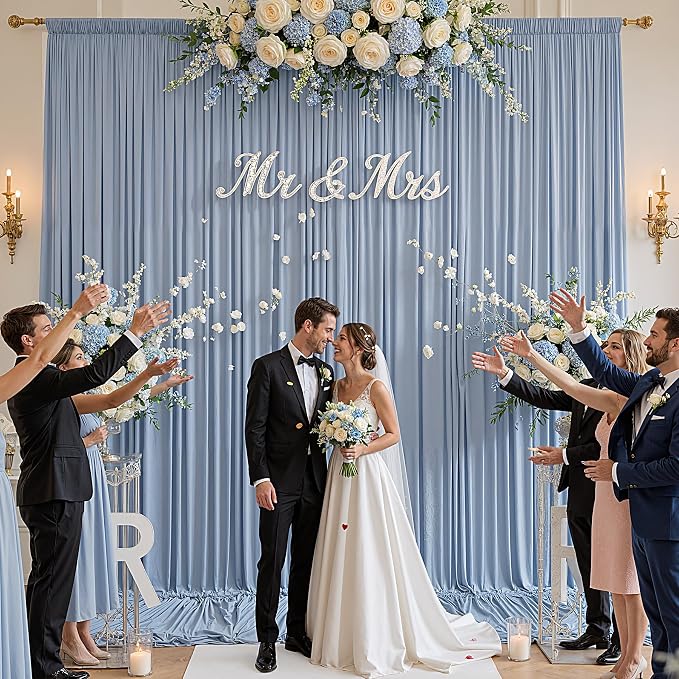 20ft x 12ft Dusty Blue Backdrop Curtains - Image 8