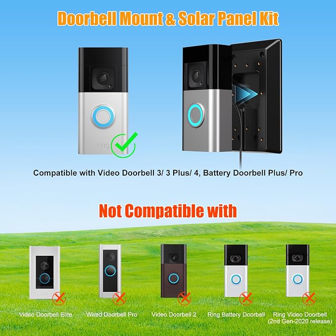 Solar Panel Charger for Ring Video Doorbell 3/3+/4, Battery Doorbell Plus/Pro - Image 2