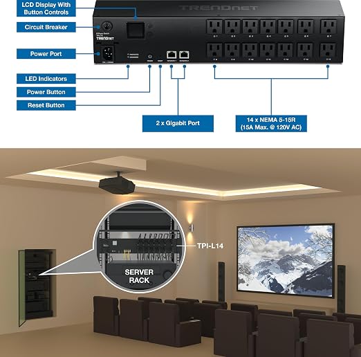 TRENDnet 14-Outlet Managed 2U Rackmount Switched Power Distribution Unit - Image 8