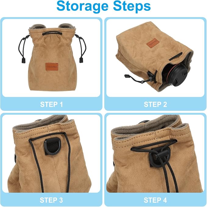 PATIKIL Camera Lens Pouch, L Size Drawstring Lens Case Flannel Camera Lens - Image 5