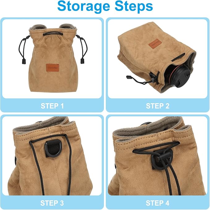 PATIKIL 6.3 x 4.3 Inch Camera Lens Pouch, S Size Drawstring Lens Case Flannel - Image 5