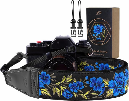 Padwa Lifestyle Blue Rose Camera Strap by PadwaLifestyleCameraStrap