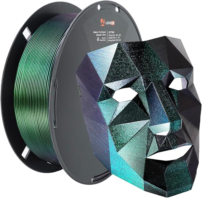 LOVOON 3D Printing PLA Filament 1.75mm Sparkle Glitter, Burnt Titanium 3D by LOVOON