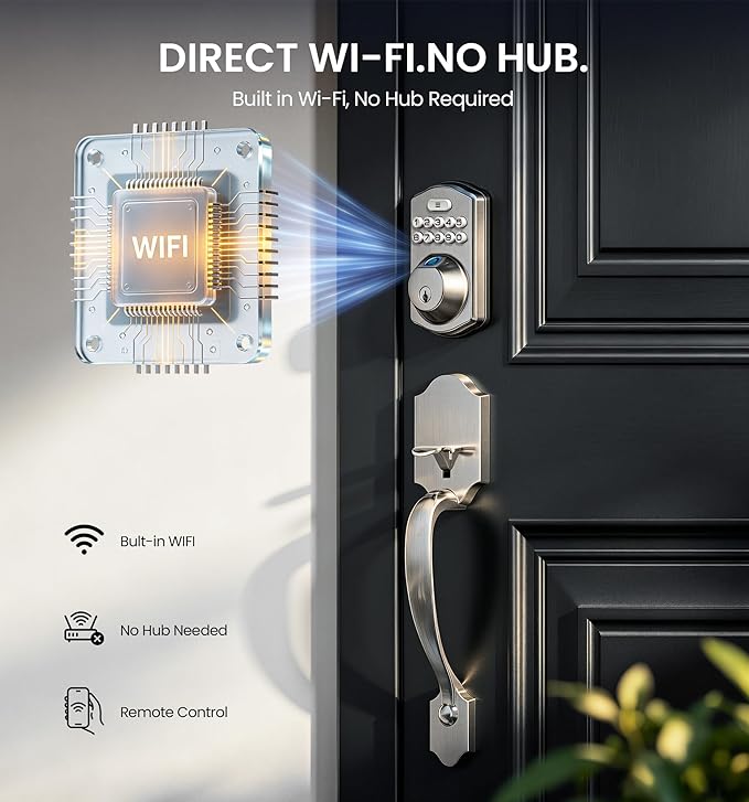 Veise VE012W-H WiFi Smart Front Door Lock Set, Built-in WiFi, App Remote & - Image 2