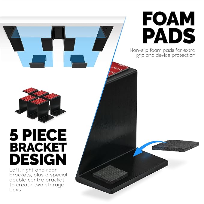 BRAINWAVZ Twin Under Desk Laptop & Device Holder Mount, Adhesive & Screw in - Image 4