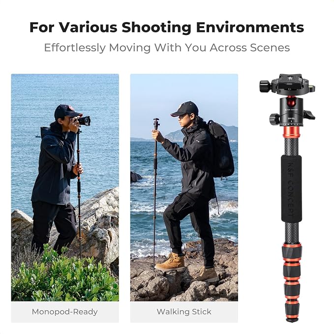K&F Concept 60 inch Carbon Fiber Camera Tripod, Super Lightweight Compact - Image 4