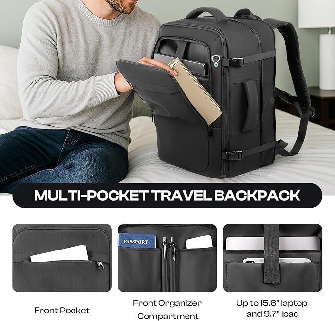 Carry on Backpack, Extra Large 55L Travel Backpack TSA Approved, Expandable - Image 4