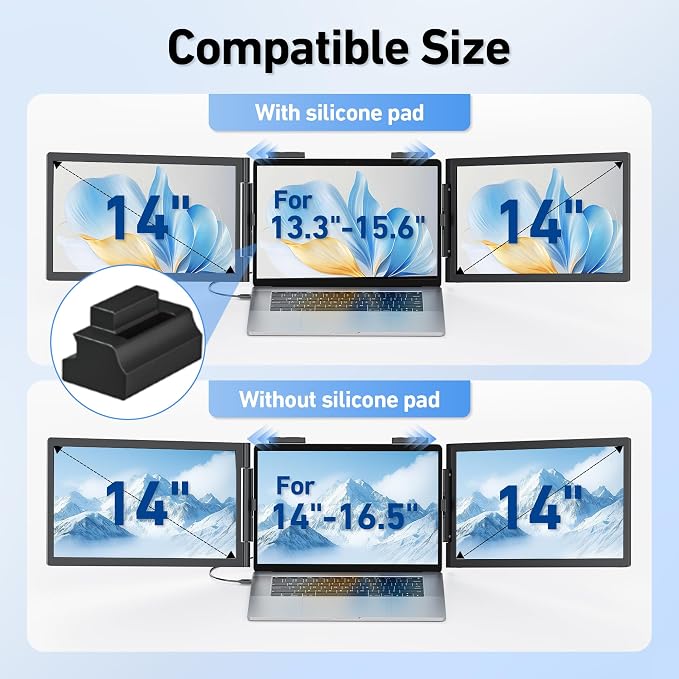 Laptop Screen Extender, 14’’ FHD 1080P Triple Portable Monitor - Image 8