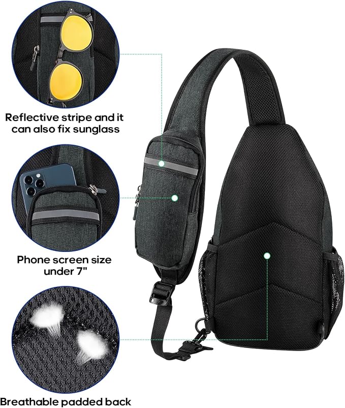 WATERFLY Crossbody Sling Backpack Sling Bag Travel Hiking Chest Bag Daypack - Image 3