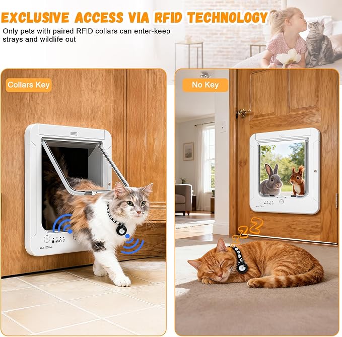 Smart Cat Door for Interior & Exterior, RFID Cat Pet Door - Image 3
