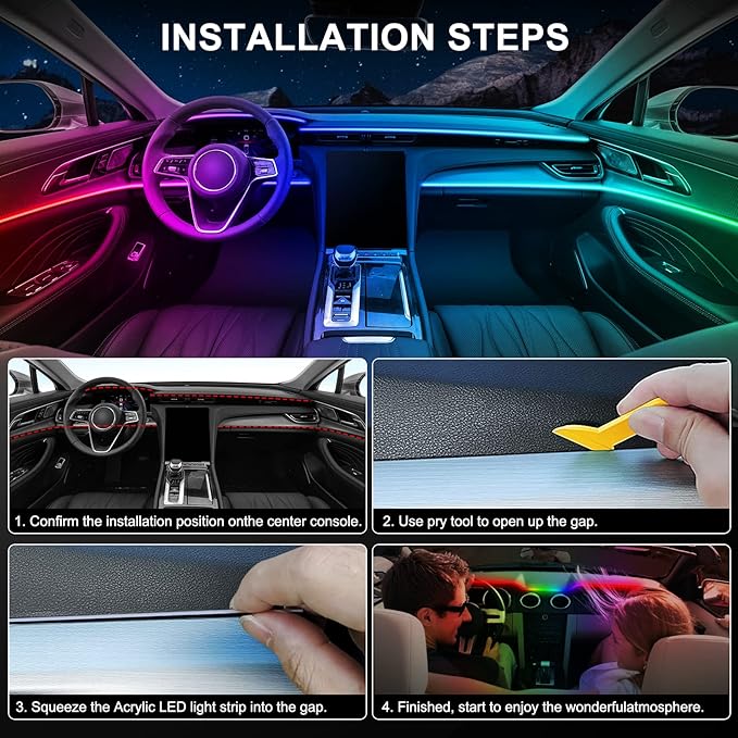 Dreamcolor Acrylic Interior Car LED Strip Light - Image 7
