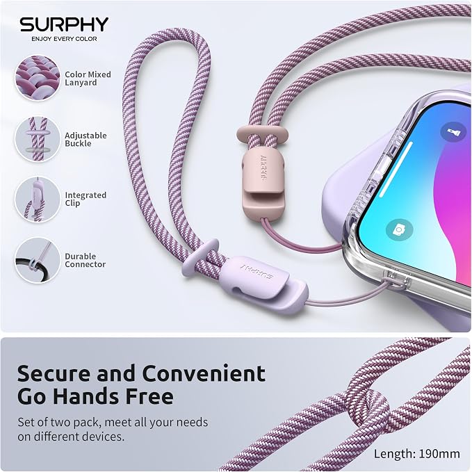 SURPHY 2 Pack Phone Lanyard for Cellphone Case, Phone Wrist Strap for Case - Image 4