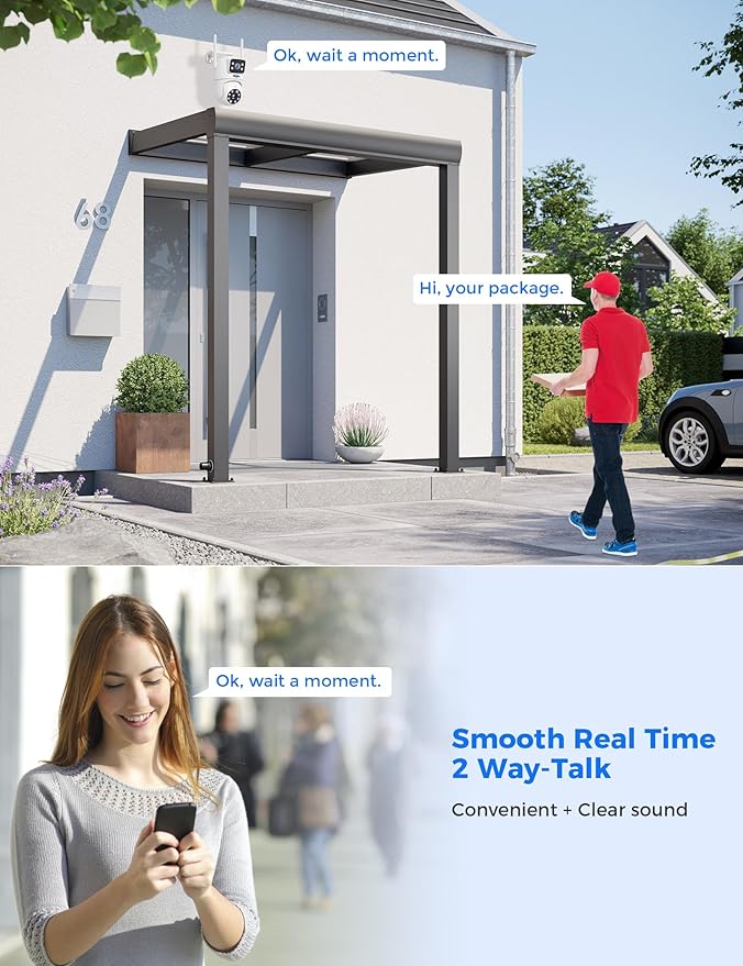 Hiseeu 2Pack Wireless Security Camera, 5G/2.4G WiFi, Dual Lens PTZ Camera - Image 6