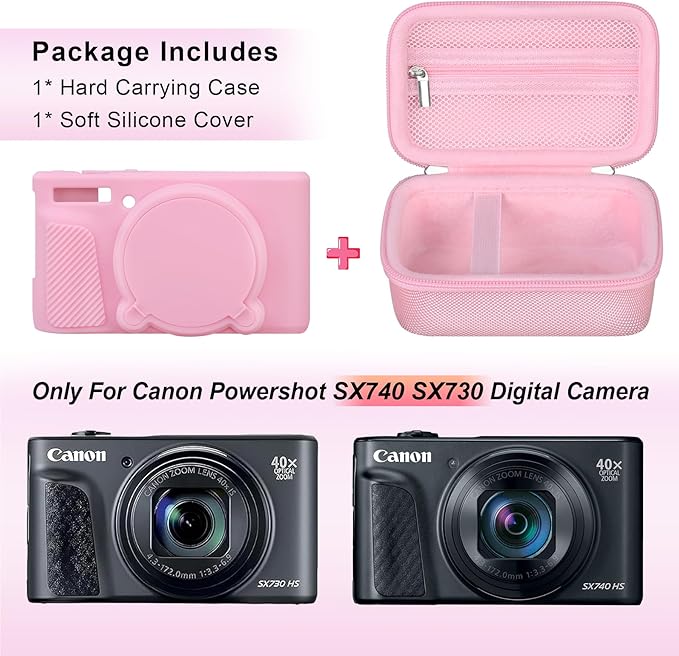 Canboc Case for Canon PowerShot SX740/SX730, Hard Carrying Case + Soft Silicone - Image 2
