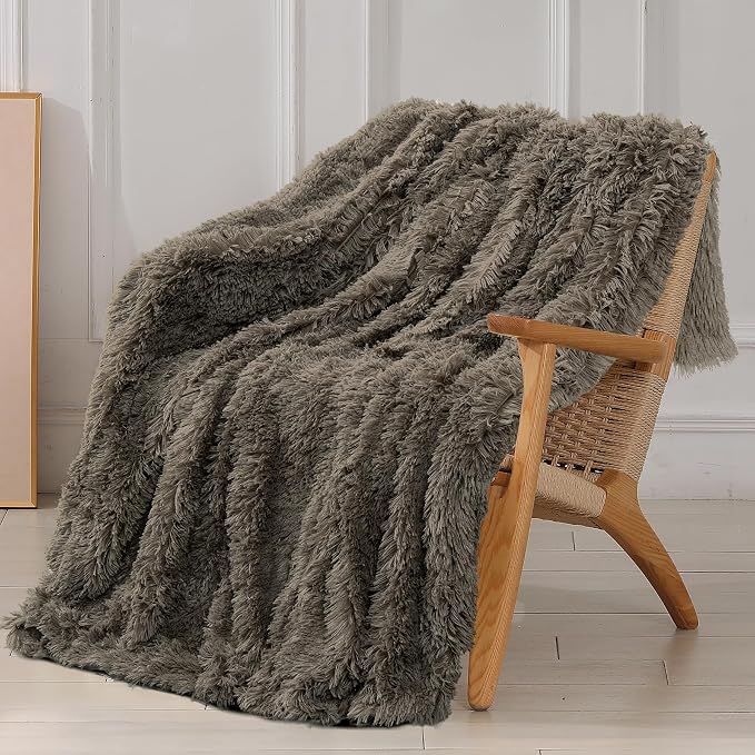 Tuddrom Decorative Extra Soft Faux Fur Throw Blanket 50"x60", Solid Reversible by Tuddrom